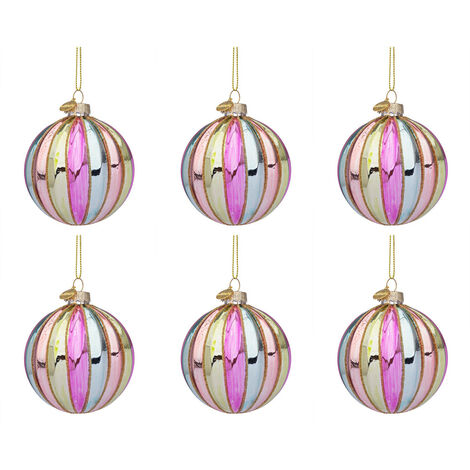 Pallina Natale in Vetro Arcobaleno Multicolor Oro Lurex