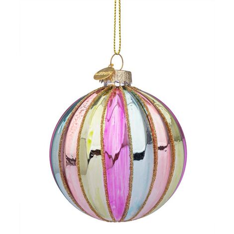 Pallina Natale in Vetro Arcobaleno Multicolor Oro Lurex