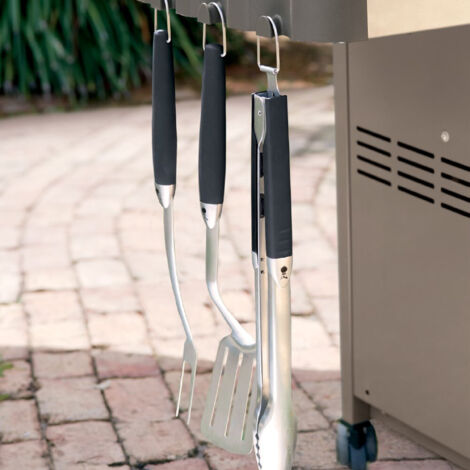 Set Di Utensili Per Barbecue – 5 Pezzi Essenziali Per Grigliate Perfette, Acciaio Inox Con Manici In Legno - 3
