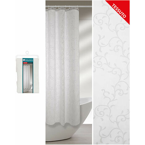 Tenda Doccia Lavabile In Poliestere 240 X 200h Cm Bianco A Fantasia