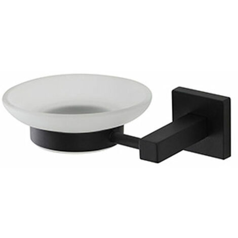 Porta Saponetta da Bagno a Parete in Vetro Satinato Black Rock