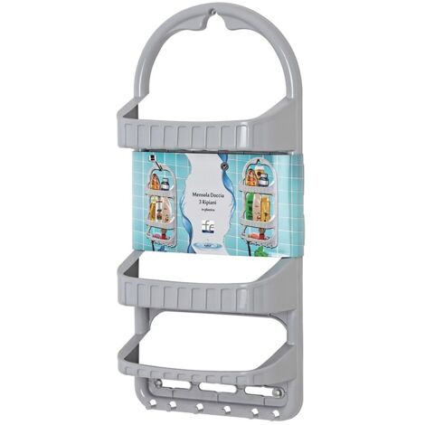Mensola per Doccia 3 Ripiani in Plastica Linea Ankora - Colore: Grigio (1/3)