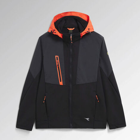 Giacca da Lavoro Diadora Softshell con Cappuccio Nera Arancione - Taglia: S