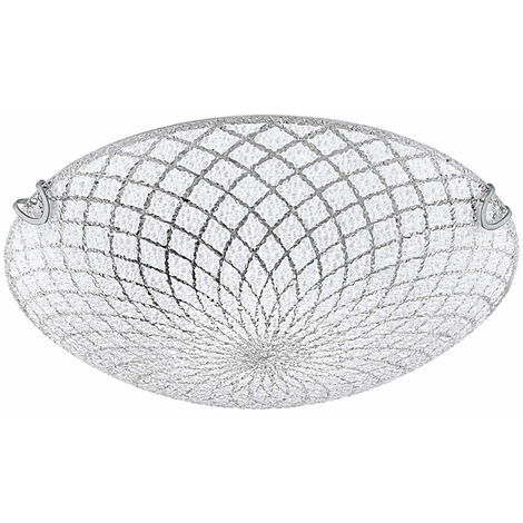 Plafoniera Applique in Vetro Tonda Bivio effetto Cristallo - Diametro: Ø 50 mm