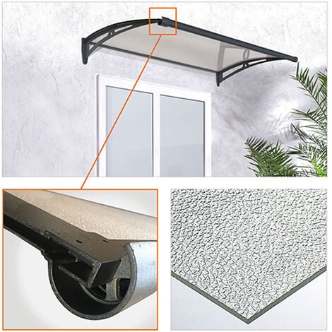 Pensilina Tettoia Trasparente Goffrato in Alluminio Premium - Formato: 150 x 100 cm