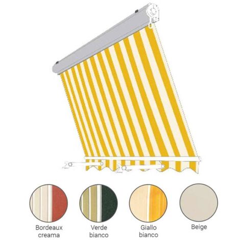 Tenda da Sole per Balcone a Caduta Cassonata Sangiorgio - Formato: 2.50 x 2.50 m - Colore: Rigato Bordeaux/Crema