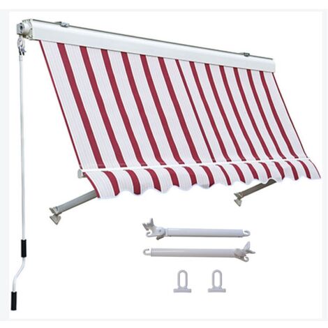 Tenda da Sole per Balcone a Caduta Cassonata Sangiorgio - Formato: 3 x 3 m - Colore: Rigato Bordeaux/Crema