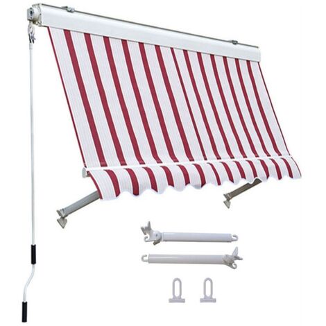 Tenda da Sole per Balcone a Caduta Cassonata Sangiorgio - Colore: Rigato Bordeaux/Crema - Formato: 0.80 x 2.50 m