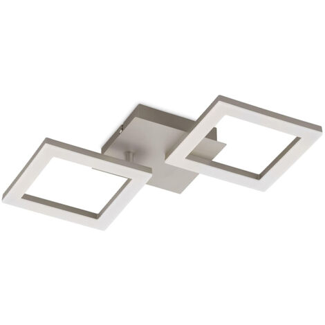 Plafoniera a Led con 2 Quadrati Moderni Nickel Huerta Eglo (1/5)