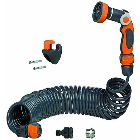 Tubo Estensibile da Giardino a Spirale + Raccordi Pistola Innaffiare Irrigare GF (1/3)