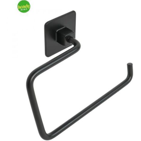 Porta Asciugamani ad Anello da Bagno a Parete Biadesivo o Viti Cold Wind - Colore: Nero (1/4)