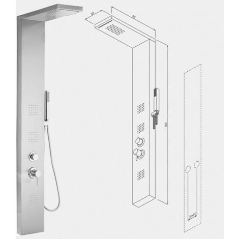 Colonna Doccia Acciaio Pannello Soffione Miscelatore Bagno Metaform Manhattan