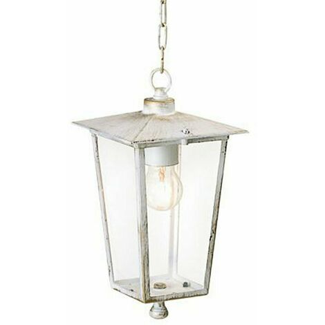 Lampada Sospensione Vintage Lanterna Esterno Giardino Bianco Antico Oro Sovil