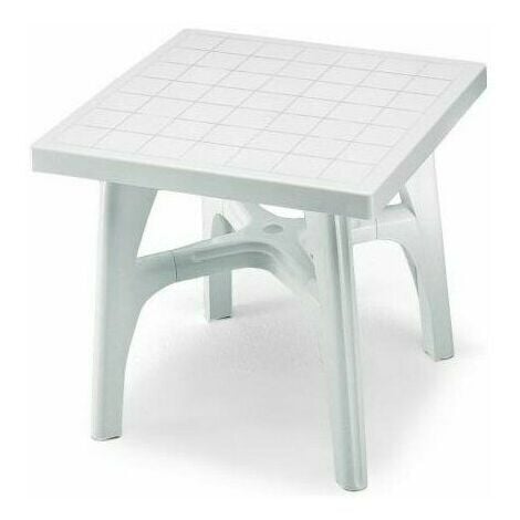 Tavolino Esterno Resina Tavolo Giardino Plastica Verde Bianco Scab 80x80 -  Colore: Bianco