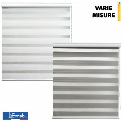 Tenda a Rullo Oscurante con Cassonetto Zebra Ombreggiante Tende Finestra Errebi - Dimensioni: 180 x 250 cm - Colore: Grigio (1/3)