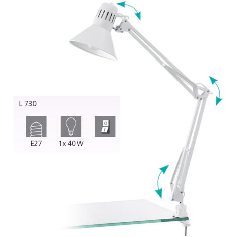 Lampada da scrivania Firmo con morsetto bianco Eglo.
