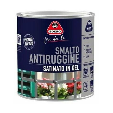 Smalto Pittura Antiruggine Satinato in Gel NON Cola Interno Esterno 972 Boero - Formato: 0,5 L - Colori: Giallo Girasole
