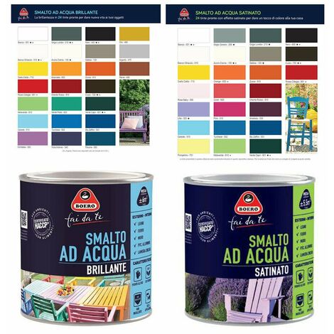 Smalto ad Acqua Brillante Satinato Inodore Ferro Legno Interno Esterno Boero - Colori: Bianco Satinato - Formato: 0,125 L
