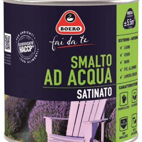Smalto ad Acqua Brillante Satinato Inodore Ferro Legno Interno Esterno Boero - Colori: Orange Satinato - Formato: 0,5 L
