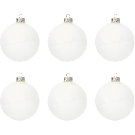 Palle di Natale Vetro Bianche Moderne per Albero Addobbi Decorazioni Natalizie - Diametro: 60 mm
