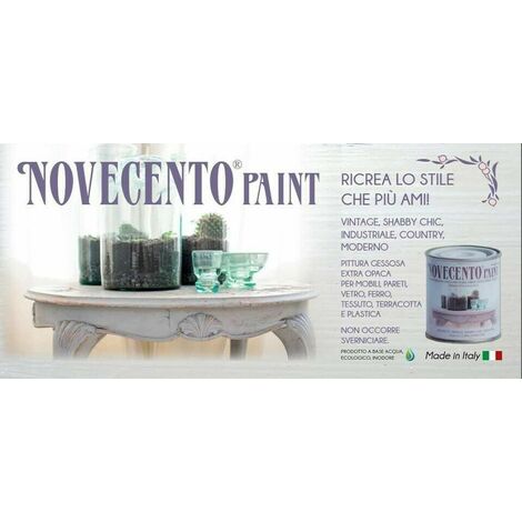 Pittura Gessosa Opaca Shabby Chic per Mobili Pareti Vetro Gesso Novecento Paint - Formato: 125 Ml - Colore: Lavanda Antico