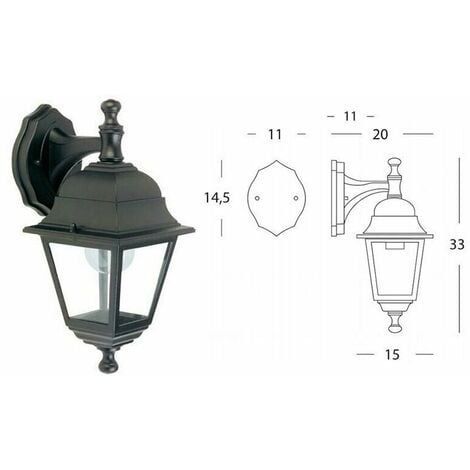 Applique da esterno Lampada a Parete Lanterna da Muro Giardino Alluminio Sovil - Colore: Nera