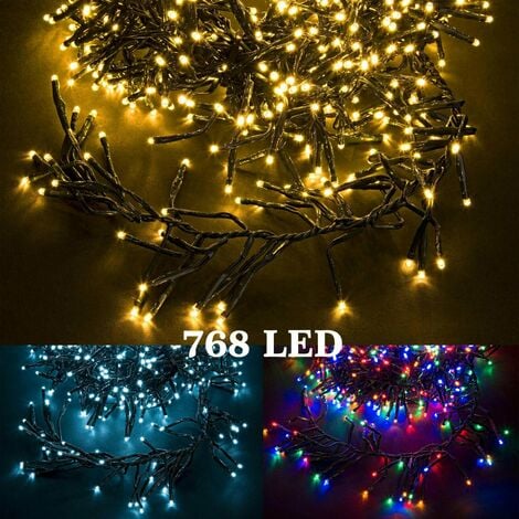 Luci Led per Albero di Natale Catena Cluster Luce Calda Fredda Multicolor  768 - Colore della luce