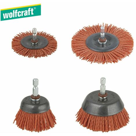 Wolfcraft Spazzola a Disco Tazza in Nylon Abrasiva Trapano Ruggine Sverniciare - Diametro: 45 mm a Tazza
