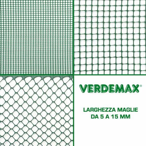 Rete in Plastica Maglia Quadra Esagonale Recinsione Balcone Terrazzi Aiuole 5 mt - Misura Maglia: 10 mm Quadra Bianca (1/4)