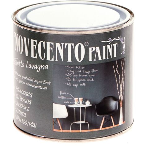 Pittura Gessosa Opaca Shabby Chic per Mobili Pareti Vetro Gesso Novecento Paint - Colore: Lavagna - Formato: 500 ml
