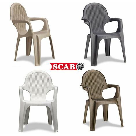 Sedia da Esterno Giardino Poltrona Intrecciata Impilabile Resina Braccioli Scab - Set: 4 Sedie - Colore principale: Bronzo