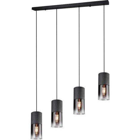 Lampada Sospensione Interno Soffitto 4 Luci Cilindri Nero Vetro Robin GD Trio (1/4)