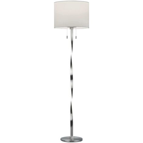 Lampada Piantana Led Paralume Bianco Asta Illuminata Acciaio Nandor GD Trio (1/5)