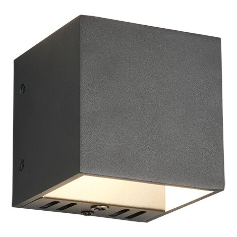 Applique Led Parete Interno Moderna Cubo Doppia Luce Nero Figo Gd Trio