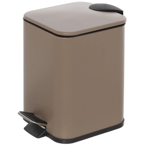 Pattumiera da Bagno a Pedale Quadrata Piccola in Acciaio Cestino Rifiuti 3 Lt - Colore: Tortora