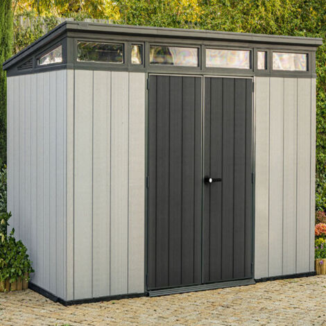 casetta da giardino keter "artisan 11x7" in duotech colore grigio con porta battente doppia 342x218x226 cm