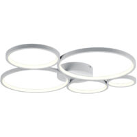 Plafoniera Led Soffitto 5 Cerchi Moderna Dimmer 49W Bianco Rondo Cerchi GD Trio