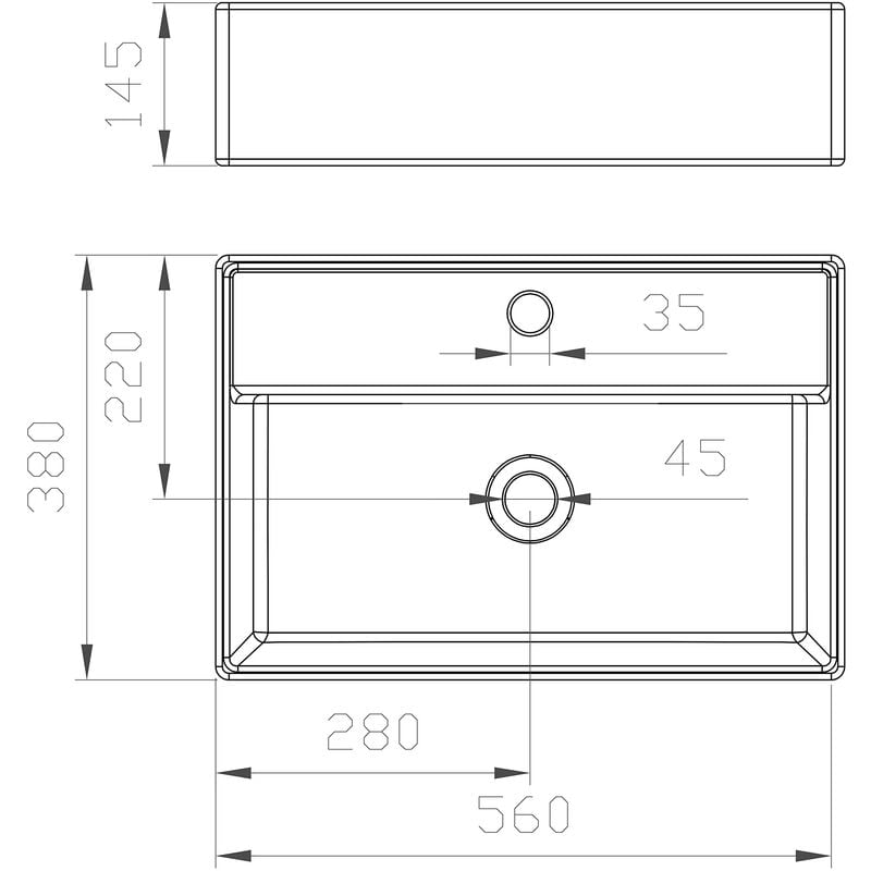 CERAMICA PONSI : Lavabo sospeso rettangolare in ceramica, con troppo pieno  CUBA - Dimensioni 60 x 42 x (H) 15 cm - PONSI - Super Sama Store -  Idraulica elettronica e hobbistica a prezzi imbattibili