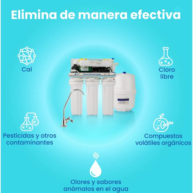 Attrezzatura per osmosi inversa - Kit osmosi a 6 stadi - Capacità 5 L - Include  membrana 100GPD, serbatoio acqua, pompa ECO e filtri - Nature Water  Professionals