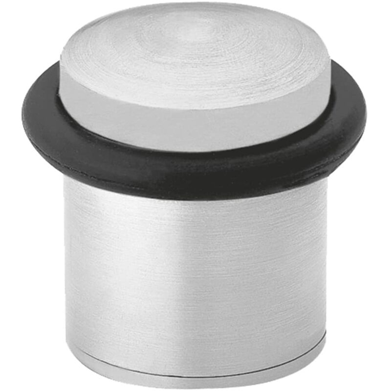 8x Fermaporta, Blocca Porte da Pavimento, Acciaio Inox, Gomma Antigraffio,  Rotondo, Metallo, HxD: 7,5 x 7 cm, Argentato