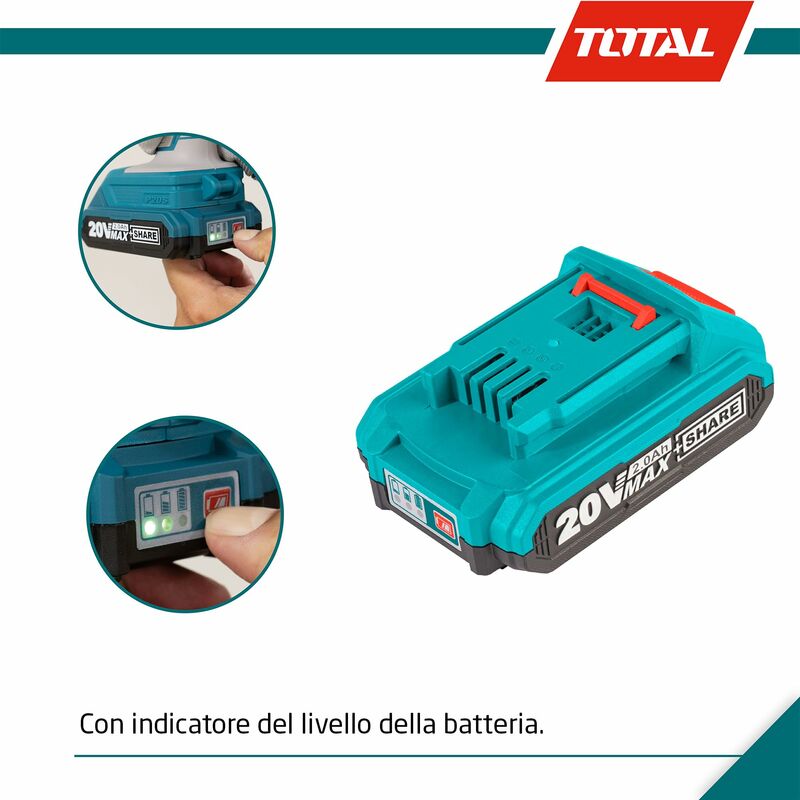 compressore portatile a batteria Litio 20v 2Ah con manometro digitale dual  power powdp7020