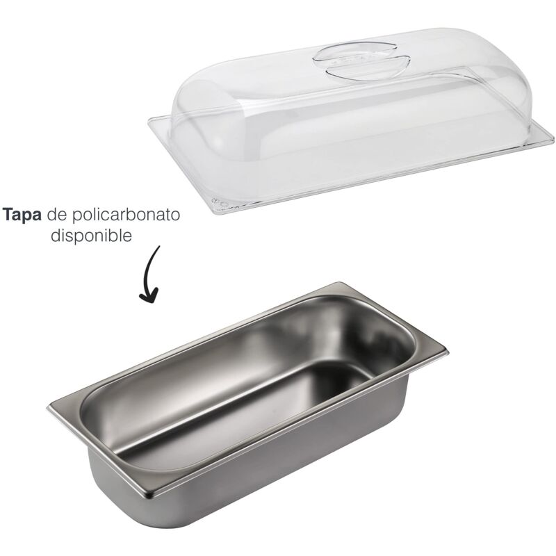 Vaschetta Gelato Lacor In Acciaio Inox 18/10 - 360x165x120 Mm, Impilabile, Lavabile In Lavastoviglie, Per Conservazione