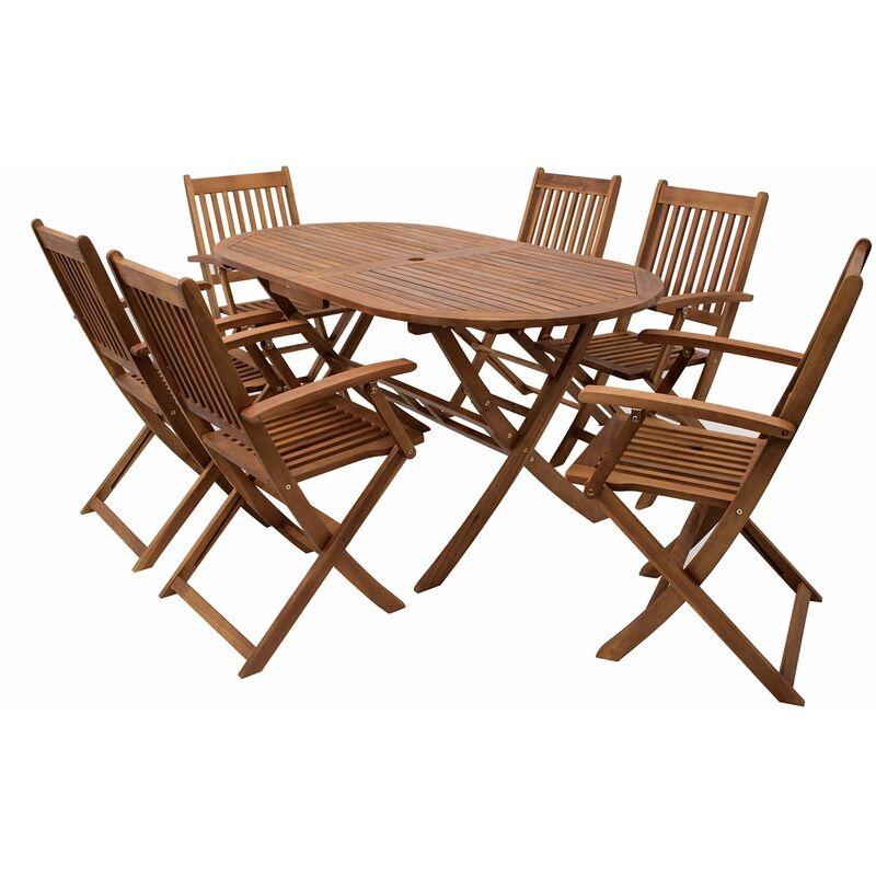 Set bistrot tavolo pieghevole 60x60 cm e 2 sedie pieghevoli con braccioli  in legno di acacia