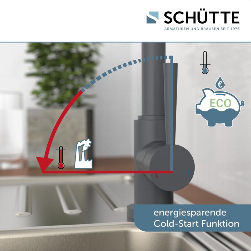 Rubinetto Miscelatore VANCOCO Per Lavabo | Grigio Antracite Con Estrattore Magnetico 40 Cm | 2 Gettoni - 4