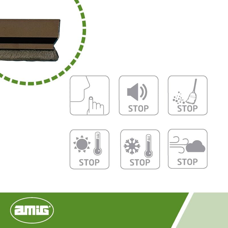Amig - Paraspifferi per porte d'ingresso o di passaggio Paraspifferi  adesivo da sovrapporre Spazzola in PVC