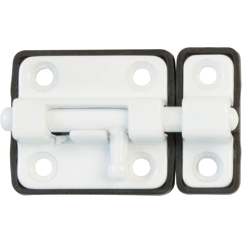 Amig - Chiusura per porte Mod.383 54 x 36 mm Chiavistello di sicurezza con  base di plastica Per chiusura orizzontale in acciaio rifinito in bianco  Include triscia fondi