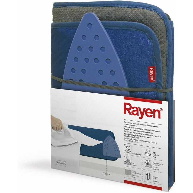 Rayen Protezione per stiratura su tavolo con supporto per piastra Base  antiscivolo Spazio minimo ripiegato Ideale per i viaggi Misure: 90 x 55 cm