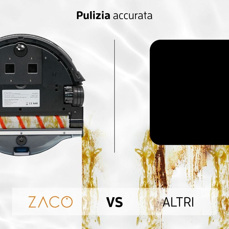 ZACO W450 Robot lavapavimenti con App e Alexa, navigazione intelligente,  Serbatoi separati per l'acqua pulita e sporca, 80min di pulizia a umido, Lavapavimenti  robot per parquet e pavimenti duri