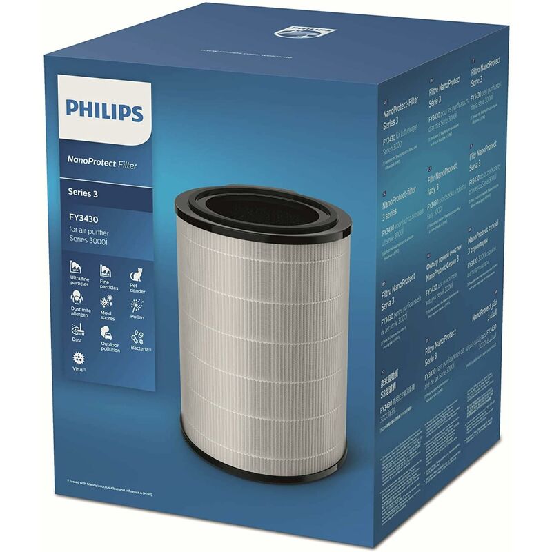Philips Filtro di Ricambio Originale, Compatibile con Purificatore d'Aria  AC3033/10, Filtro HEPA e Carboni Attivi Integrato, Rimuove Fino al 99,9% di  Virus (FY3430/30)