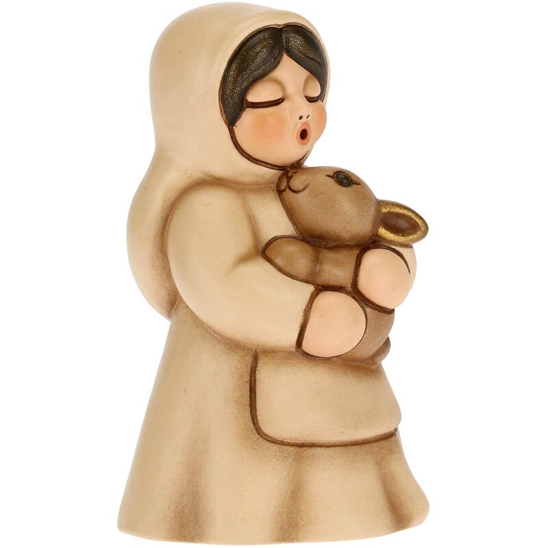 Statua Presepe THUN - Donna Con Pesce In Ceramica Dipinta A Mano, Decorazione Natalizia - Foto 5